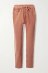 Re/done 70s High Rise Stove Pipe Straight-leg Jeans In Red