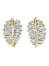 Anita Ko 18k Yellow Gold Small Palm Leaf Studs .39cts Baguette Diamonds