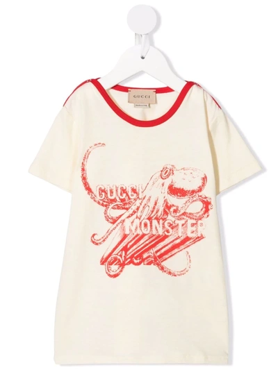 Gucci Babies' Octopus-print T-shirt In Neutrals