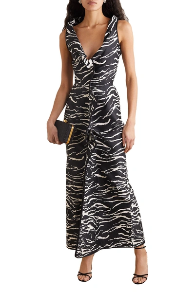 Maticevski Insecta Zebra-jacquard Maxi Dress In Animal Print
