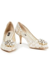 DOLCE & GABBANA BELLUCCI CRYSTAL-EMBELLISHED CORDED LACE PUMPS,3074457345626502321