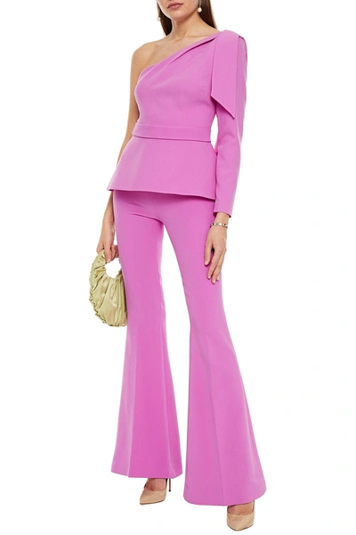 Safiyaa One-shoulder Stretch-crepe Peplum Top In Violet