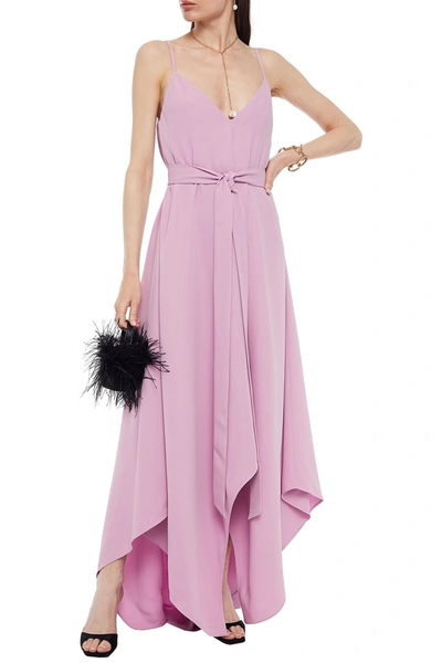 Valentino Asymmetric Belted Silk-crepe Gown In Pink