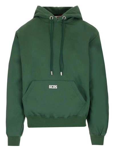 Gcds Logo-plaque Relaxed-fit Hoodie In Green