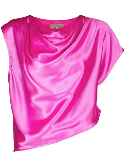 Michelle Mason Asymmetric Drape Top In Rosa