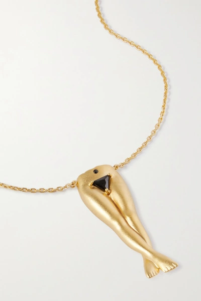 Anissa Kermiche Précieux Pubis Onyx & 24kt Gold-plated Necklace