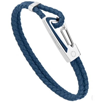 Montblanc Woven Blue Leather Carabiner Bracelet