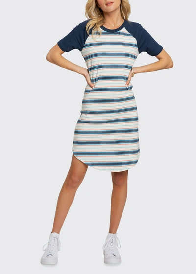 Sol Angeles Retro Stripe Raglan-sleeve Dress In Natural