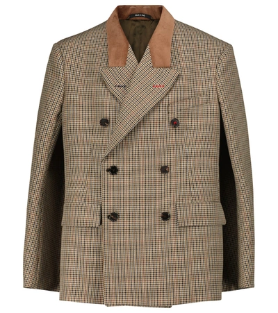 Maison Margiela Micro Houndstooth Pattern Blazer Jacket In Brown