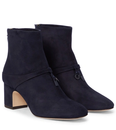 Loro Piana Maxi Charms 55mm Suede Ankle Booties In Blue