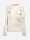 Bottega Veneta Open Mesh Sweater In Ivory Colored Wool In Chalk