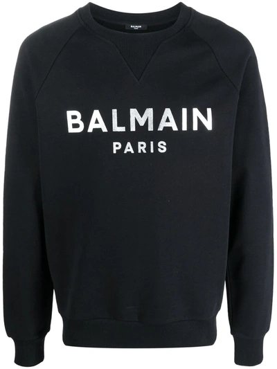 Balmain Black Organic Cotton Crewneck Sweatshirt