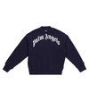 Palm Angels Blue Sweatshirt With White Print In Blue