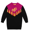 Off-white Kids' Colorblock Tassel Sweater Dress In Black