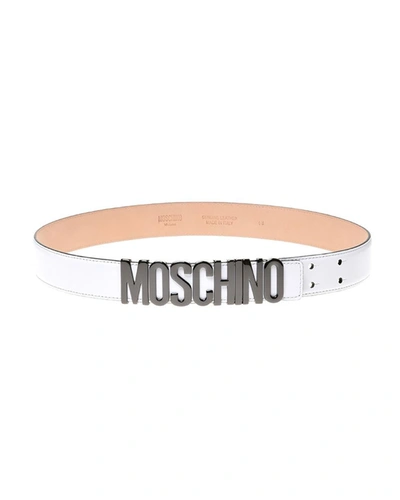 Moschino Men's Logo-buckle Leather Belt In Black Multi