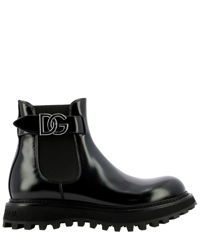 Dolce & Gabbana Dg Logo Boots In Black