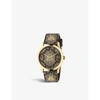 GUCCI GUCCI WOMEN'S BROWN YA1264068A G-TIMELESS GOLD PVD AND LEATHER QUARTZ WATCH,48263574