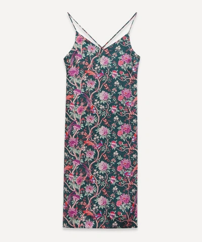 Liberty Elysian Paradise Silk Satin Chemise In Green