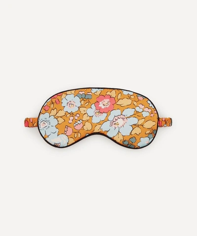 Liberty Betsy Silk Satin Eye Mask In Tan