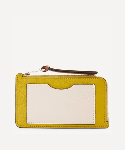 Loewe Leather Multicolour Coin Card Holder In Ochre/light Oat