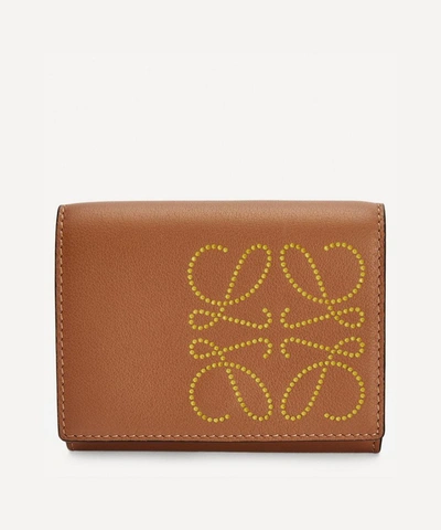 Loewe Brand Leather Trifold Six Card Holder In Tan