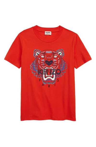 Kenzo Kids' Tiger-print Cotton T-shirt In Red