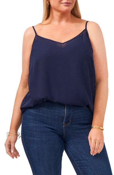 1.state Sheer Inset Camisole In Twilight Navy