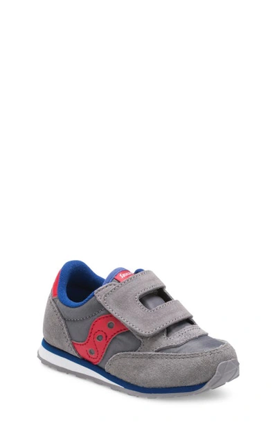 Saucony Jazz Hook & Loop Sneaker In Grey/red