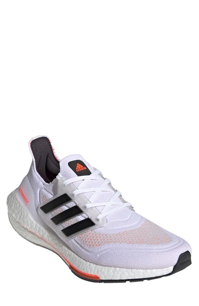 Adidas Originals Ultraboost 21 Running Shoe In Ftwr White/black/solar Red