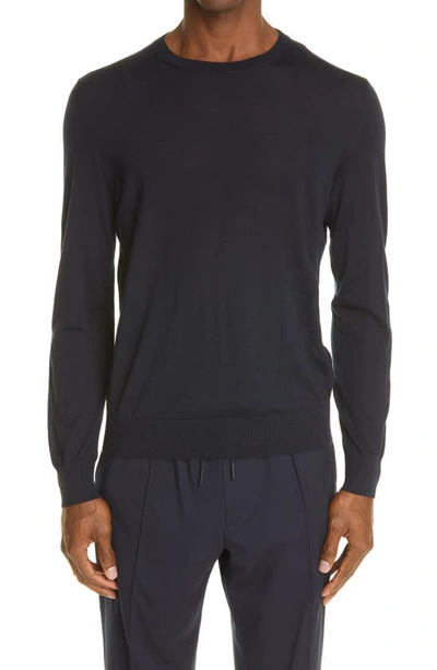 Ermenegildo Zegna Crew Neck Cotton Jumper In Blue