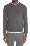 Ermenegildo Zegna Crew Neck Cashmere Sweater In Charcoal