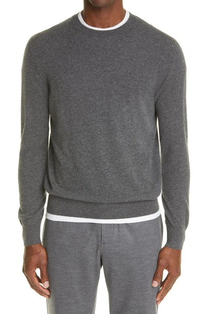 Ermenegildo Zegna Crew Neck Cashmere Jumper In Charcoal