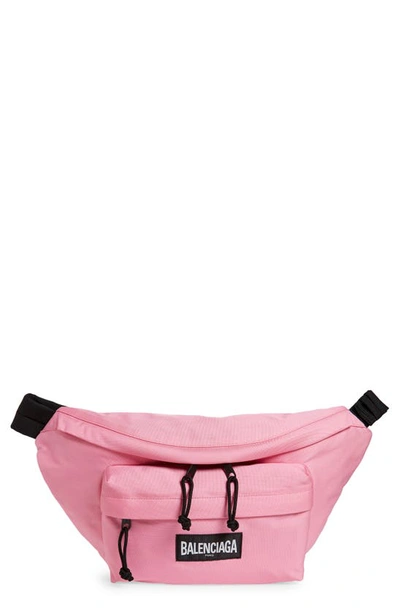 Balenciaga Oversized Logo Belt Bag In Pink