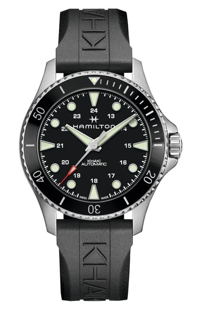 Hamilton Khaki Navy Scuba Automatic Rubber Strap Watch, 43mm In Black
