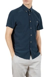 TED BAKER KOSTUME TRIM FIT DOBBY SHORT SLEEVE BUTTON-DOWN SHIRT,251913