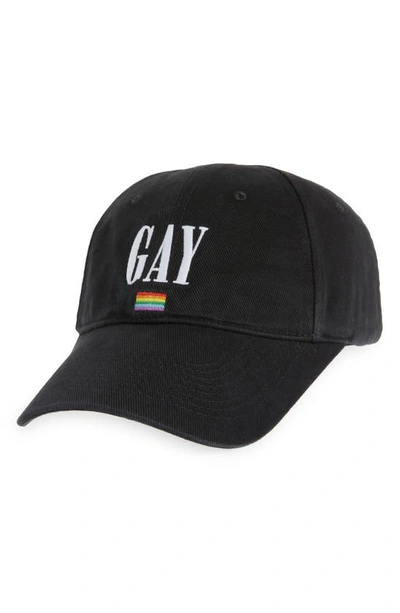 Balenciaga Gay Pride Embroidered Baseball Cap In Black