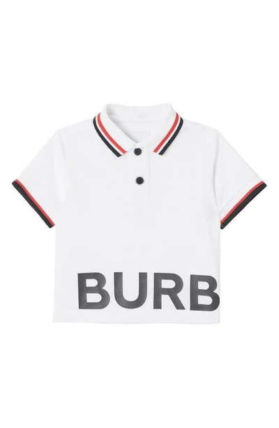 Burberry Kids White Logo Print Jerome Polo