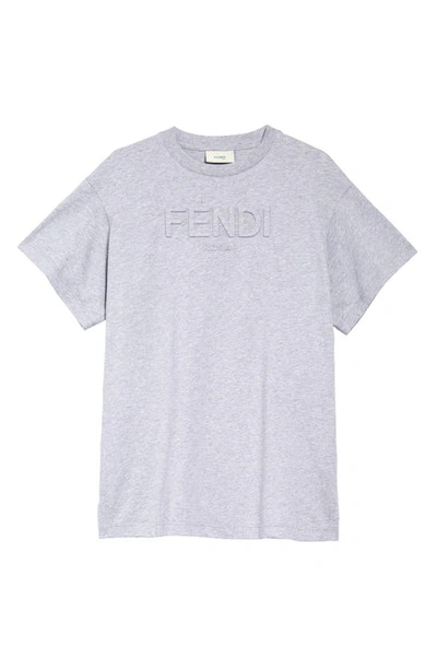 Fendi Kids' Embossed-logo Short-sleeve T-shirt In Grigia