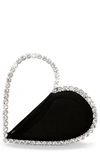 L'alingi Black Crystal Heart Embellished Satin Clutch Bag