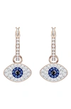 Swarovski Symbolic Rose Goldplated Crystal Evil Eye Charm Earrings In Multi