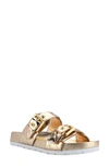 Guess Felda Slide Sandal In Gold Faux Leather