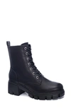 Dirty Laundry Newz Combat Boot In Black Smooth