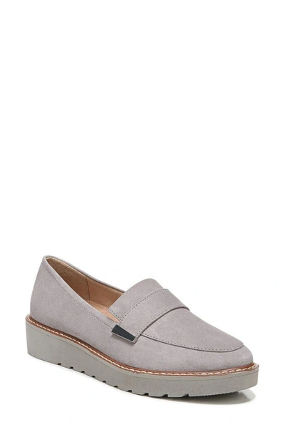 Naturalizer Adiline Platform Slip-on Loafers In Pelican Grey Leather