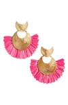 Gas Bijoux Mini Wave Raffia Earrings In Pink