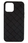 Bottega Veneta Embossed Intrecciato Iphone 12 Pro Max Case In Black