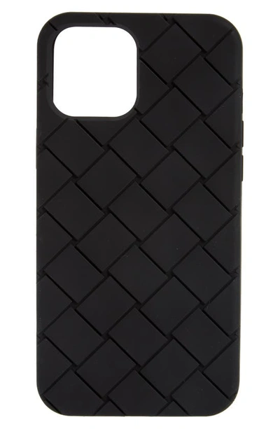 Bottega Veneta Embossed Intrecciato Iphone 12 Pro Max Case In Black