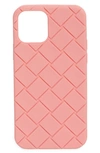 Bottega Veneta Embossed Intrecciato Iphone 12 Pro Max Case In Flamingo