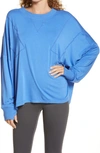Free People Fp Movement Runner Up Long Sleeve Shirt In Cosmic Cobalt
