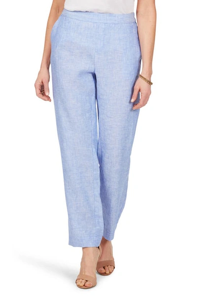 Foxcroft Livingston Linen Pants In Malibu Blue