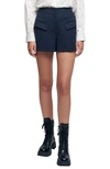 Maje Lillie Flap Pocket Shorts In Navy